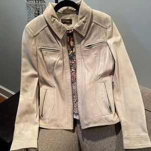 Danier Genuine Leather Jacket Cream/Tan/Nude